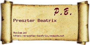 Preszter Beatrix névjegykártya